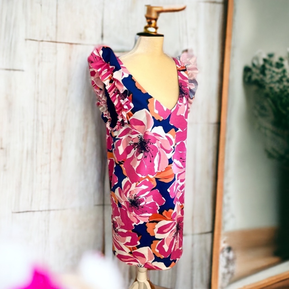 Trina Turk Pink and Blue Floral Dress 
size 14